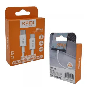 CABO DE DADOS TURBO PD 60W TIPO-C P/ TIPO-C - KAIDI - KD-27