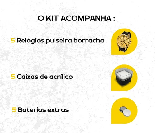 Kit C/ 5 Relogios A Prova Dagua + Caixa C/ Garantia
