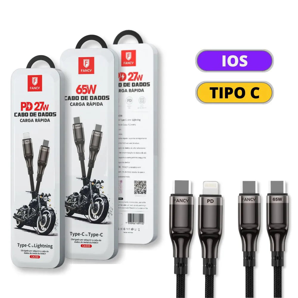 CABO DE DADOS PD USB-C 3.0A EM NYLON - 1 METRO - FANCY