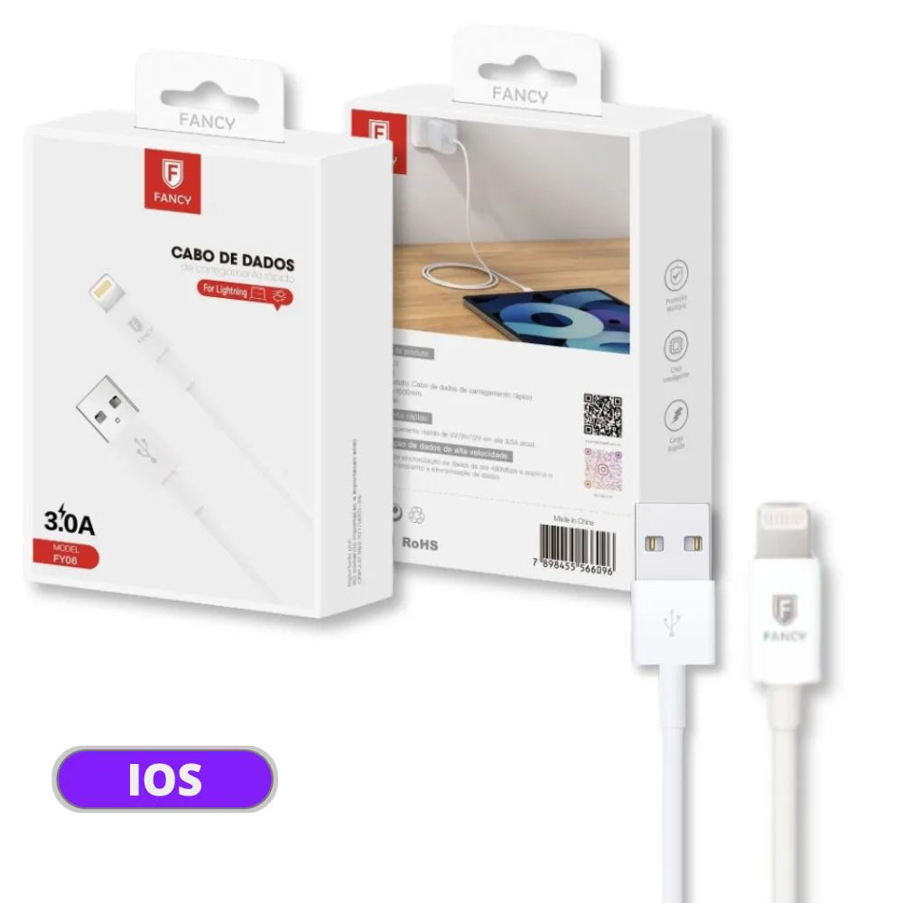 CABO DE DADOS TURBO 3.0A LIGHTNING PARA USB - 1 METRO - FANCY - FY06