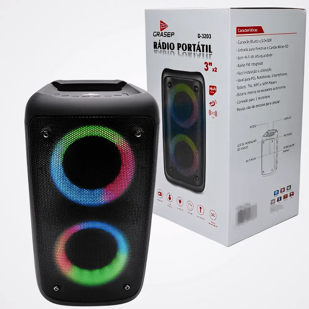 CAIXA DE SOM BLUETOOTH 20W - GRASEP - D-3203