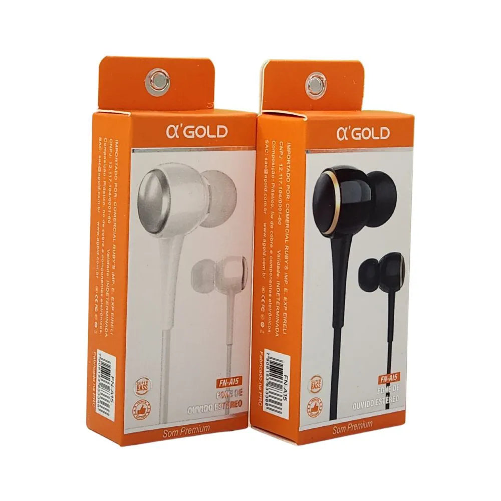 FONE DE OUVIDO INTRA-AURICULAR C/ MICROFONE MALHA - AGOLD - FN-A25
