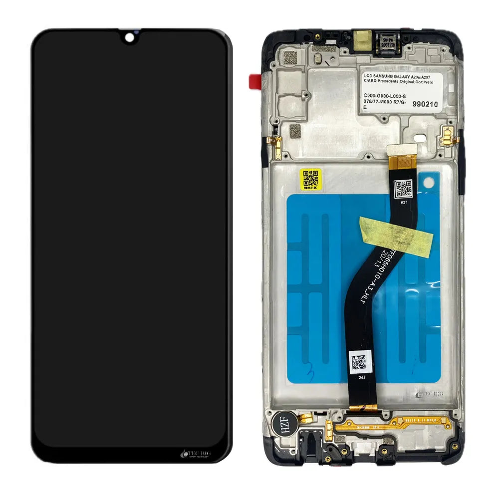 TELA DISPLAY LCD SAMSUNG GALAXY A20S / A207 C/ARO PRETO ORIGINAL NACIONAL