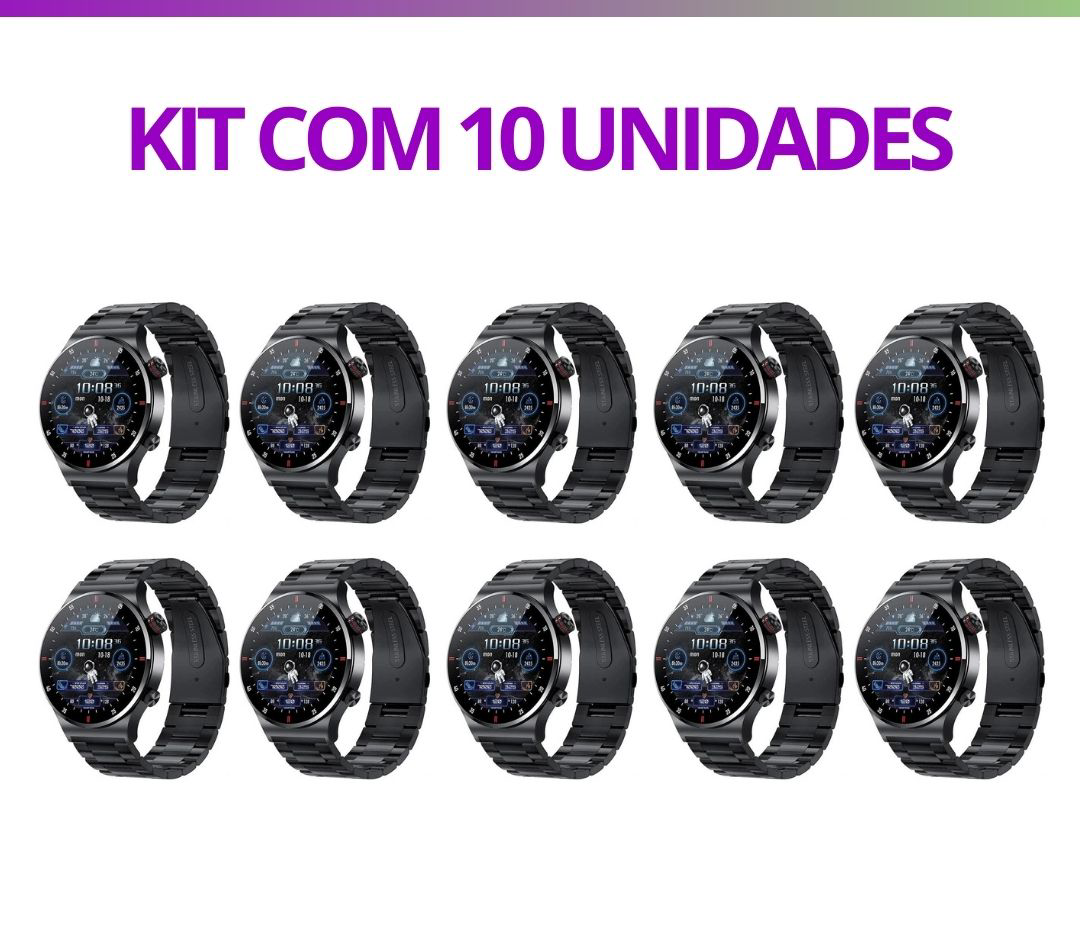 Kit 10 Unidades - GT8 Relógio Inteligente Masculino Xiaomi com NFC, Bluetooth e À Prova D' Água