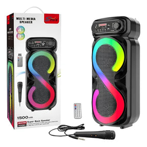 Caixinha De Som Bluetooth Portátil Fm Com Microfones Rgb