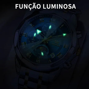 Olevs Relógio Masculino Original Luxo Aço Quartzo 3675