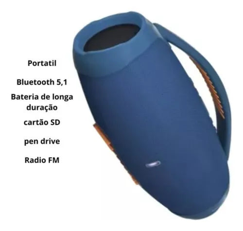 Caixa De Som Boombox Bluetooth Bivolt- Azul