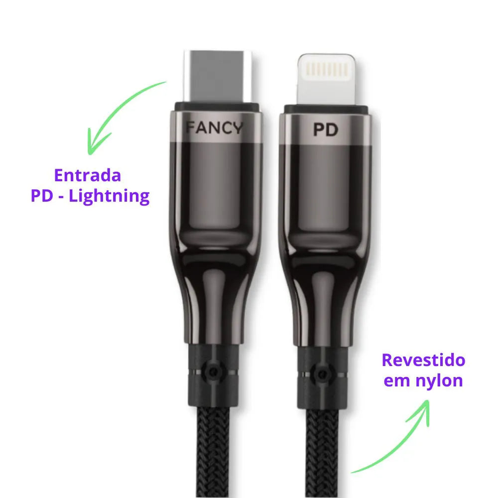 CABO DE DADOS PD USB-C 3.0A EM NYLON - 1 METRO - FANCY