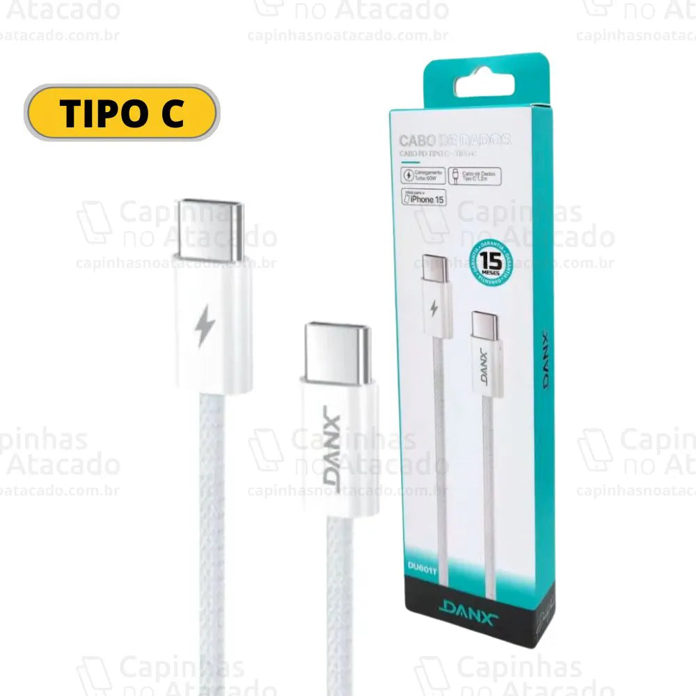 Cabo de Dados Turbo 60W Tipo-C para Tipo-C 1,2m - Danx - DU601T