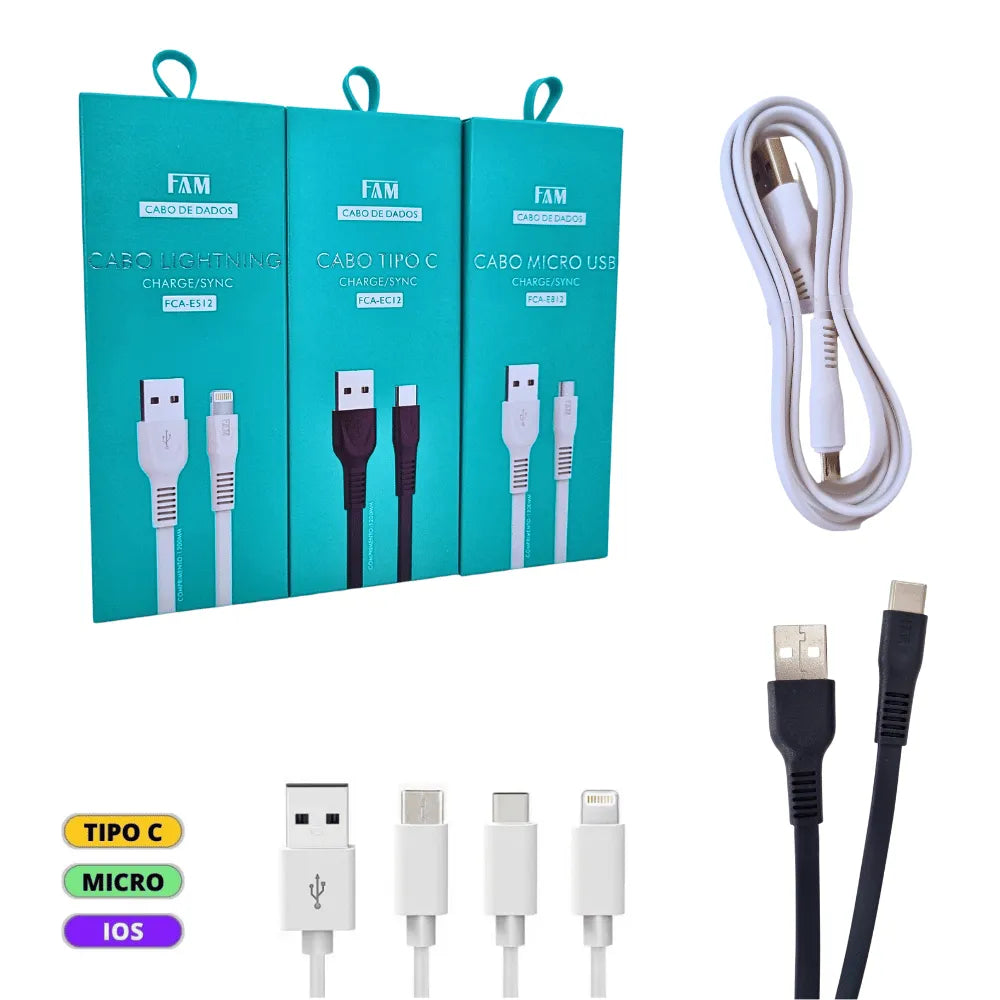 CABO DE DADOS USB 2.1A 1.2M - FAM