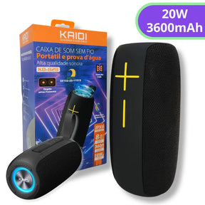 CAIXA DE SOM BLUETOOTH 20W À PROVA D'ÁGUA IPX6 LED RGB - KAIDI - KD-828