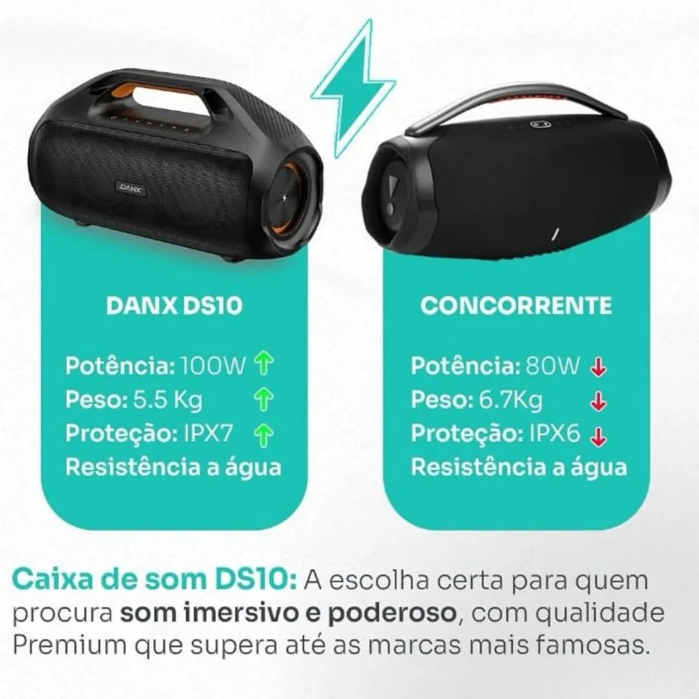 CAIXA DE SOM BLUETOOTH SOUNDS 100W IPX7 EX-BASS- DANX - DS10