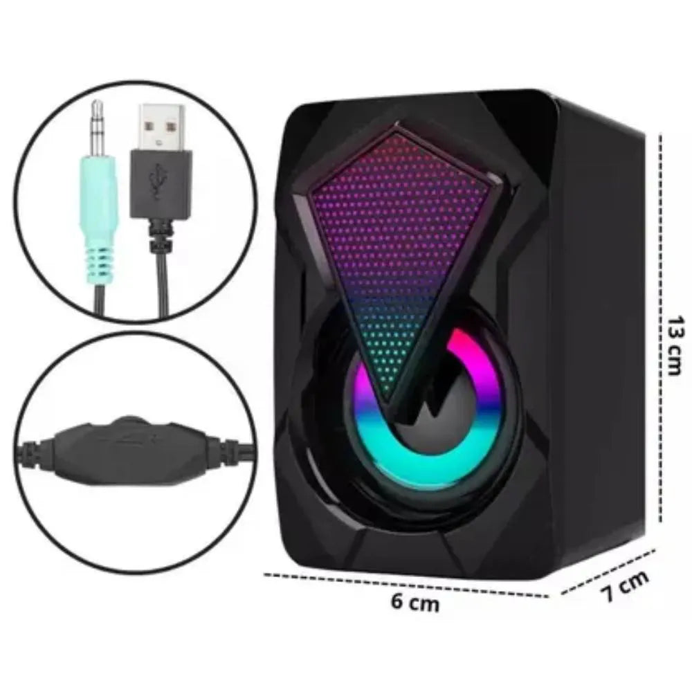 CAIXA DE SOM PARA PC COM ILUMINAÇÃO LED RGB - KNUP - KP-RO800