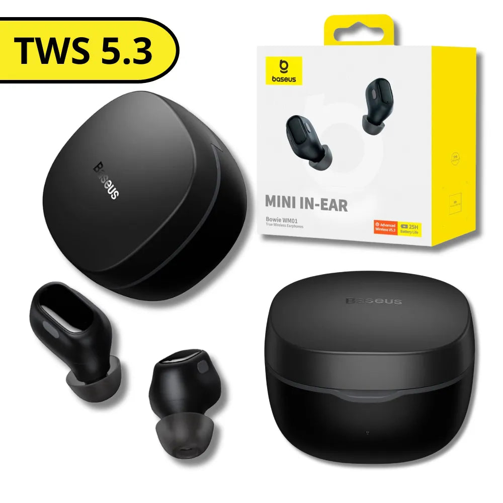 FONE DE OUVIDO BLUETOOTH BOWIE WM01 TRUE WIRELESS EARPHONES - CLUSTER BLACK - BASEUS