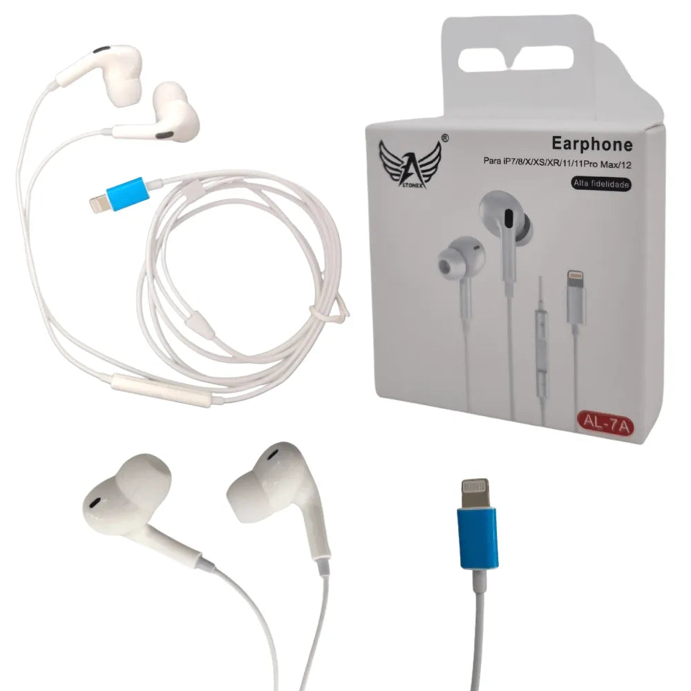 FONE DE OUVIDO LIGHTNING COM MICROFONE - ALTOMEX - AL-7A