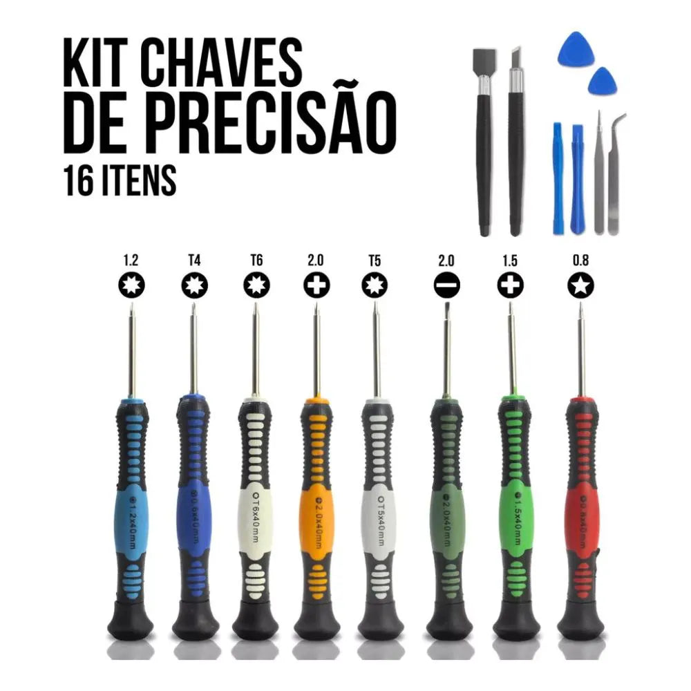 Kit Chaves de Precisão p/ Manutenção de Celular 16Pçs - Exbom - PRO-CKP2811