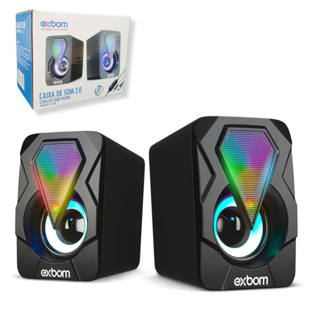 MINI CAIXA DE SOM GAMER COM LED 6W - EXBOM - CS-C20