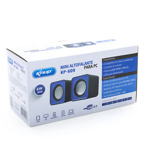 MINI CAIXA DE SOM USB 6W RMS - KNUP - KP-609